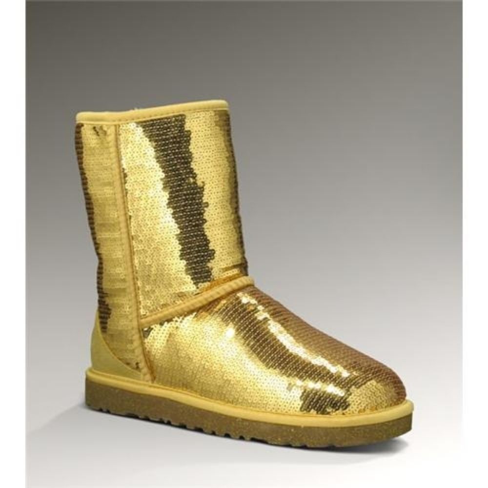 UGG Gold Sequin Shearling Winter Boots 6